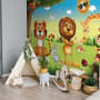 3D Look King Lion and Wild Animals Wallpaper Mural