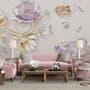 3D Embossed Look Tulip Floral with Swan Wallpaper Mural