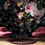 Dark Pink Flowers and Yellow Butterfly Wallpaper Mural