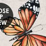Blue Dandelion and Yellow Butterflies Wallpaper Mural