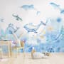 Cartoon Undersea and Whales Wallpaper Mural