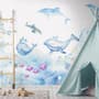 Cartoon Undersea and Whales Wallpaper Mural