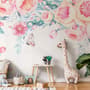Vintage Aquarell Rosa Blumen Fototapete