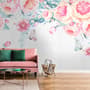 Vintage Aquarell Rosa Blumen Fototapete