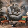 3D Embossed Look Cement Roses Wallpaper Mural