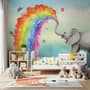 Kinder Fototapete Elefant mit Aquarell-Regenbogen