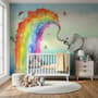 Kinder Fototapete Elefant mit Aquarell-Regenbogen