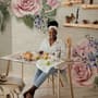 Vintage Pastel Pink Floral Wallpaper Mural