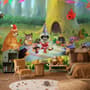 Papier peint panoramique animaux de dessin animé dans les bois