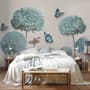 Light Blue Hydrangea Flowers and Butterflies Wallpaper Mural