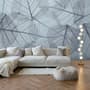 Monochrome Leaf Pattern Wallpaper Mural