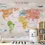 Colorful Kids World Map Wallpaper Mural
