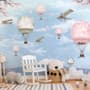 Cherry Blossom with Soft Hot Air Balloon Wallpaper Mural