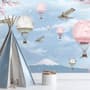 Cherry Blossom with Soft Hot Air Balloon Wallpaper Mural