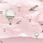 Cherry Blossom with Pink Hot Air Balloon Wallpaper Mural