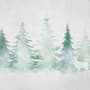 Papier peint panoramique forêt de pins d'hiver à l'aquarelle