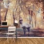 Watercolor Forest and Elk Wallpaper Mural