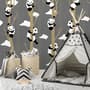 Cartoon-Pandas mit Baumzweigen Fototapete