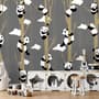 Cartoon-Pandas mit Baumzweigen Fototapete