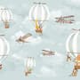 Kids Nursery Hot Air Balloon with Cartoon Animals Wallpaper Mural