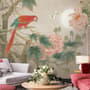 Nostalgic Peony Blossom and Parrot Wallpaper Mural