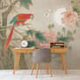 Nostalgic Peony Blossom and Parrot Wallpaper Mural