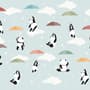Kids Pandas With Colorful Umbrella Wallpaper Mural