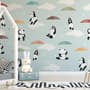 Kids Pandas With Colorful Umbrella Wallpaper Mural