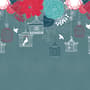 Cage Birds and Colorful Flowers Wallpaper Mural