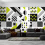 Black Yellow Geometric Shapes Wallpaper Mural