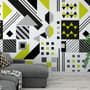 Black Yellow Geometric Shapes Wallpaper Mural