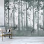 Dark Misty Forest with Horned Deer Wallpaper Mural