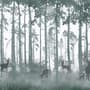 Dark Misty Forest with Horned Deer Wallpaper Mural