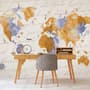 Orange World Map Wallpaper Mural