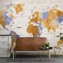 Orange World Map Wallpaper Mural