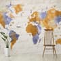 Orange World Map Wallpaper Mural