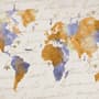 Orange World Map Wallpaper Mural