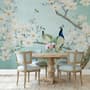Pfau mit Magnolienblüte Fototapete