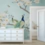 Pfau mit Magnolienblüte Fototapete