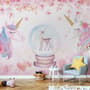Kids Girls Unicorn with Pink Florals Wallpaper Mural