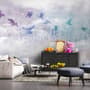 Abstract City with Purple Birds Wallpaper Mural