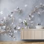 Artistic Magnolia Flowers and Branches Wallpaper Mural