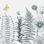 Charcoal Leaf and Flower Wallpaper Mural