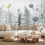 Charcoal Leaf and Flower Wallpaper Mural