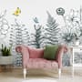 Charcoal Leaf and Flower Wallpaper Mural