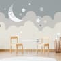 Cartoon Pinker Himmel und Mond Fototapete