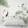 Watercolor Lotus Flower and Butterflies Wallpaper Mural