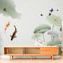 Watercolor Lotus Flower and Butterflies Wallpaper Mural