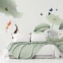 Watercolor Lotus Flower and Butterflies Wallpaper Mural