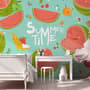 Watercolor Watermelon and Summer Fruits Wallpaper Mural